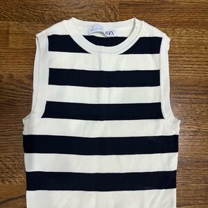 Zara Monochrome Striped Sleeveless Top